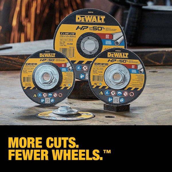 DEWALT DW8725H 6-Inch Aluminum Oxide Cutoff Wheel - .045 X 5/8-11 HP For Metal Cutting - View #6