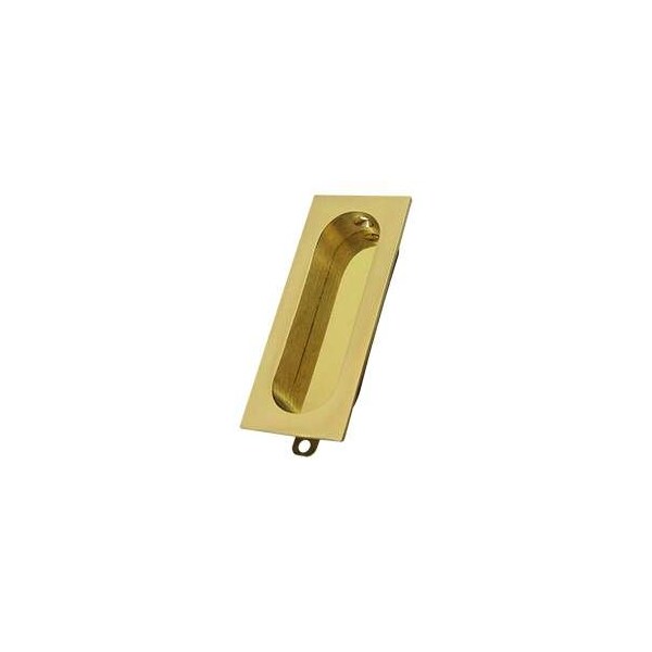 Deltana Flush Pull, Rectangle, 3-1/8" X 15/16" Unlacquered Bright Brass FP222U3-UNL - main