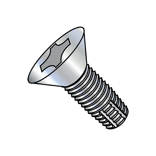 Zoro Select Thread Cutting Screw, 5/16"-18 x 4 in, Zinc Plated Steel Flat Head Phillips Drive, 300 PK 3164FPF - main