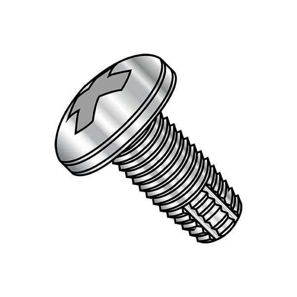 Zoro Select Thread Cutting Screw, #10-32 x 3/8 in, 18-8 Stainless Steel Pan Head Phillips Drive, 4000 PK 1106FPP188