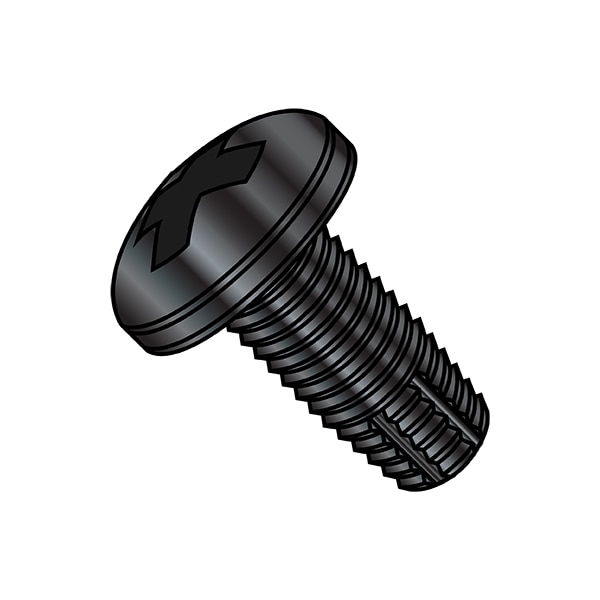 Zoro Select Thread Cutting Screw, #6-32 x 1/2 in, Black Zinc
