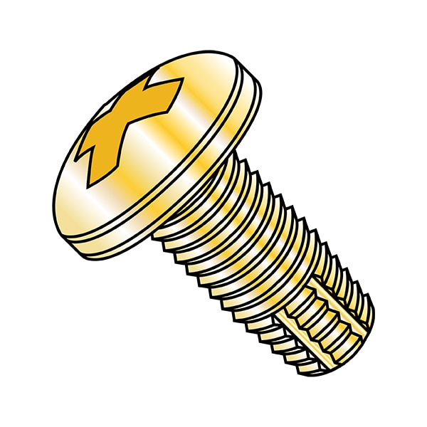 Zoro Select Thread Cutting Screw, #8-32 x 5/16 in, Yellow Zinc Plated Steel Pan Head Phillips Drive, 10000 PK 0805FPPY - main