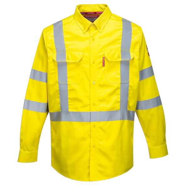 Portwest Hi-Vis Bizflame Shirt 88/12, 88% Cotton, 12% Nylon, Yellow, S FR95 - main