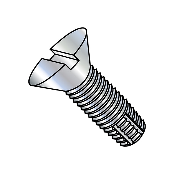 Zoro Select Thread Cutting Screw, #10-32 x 1/2 in, Zinc Plated Steel Flat Head Slotted Drive, 10000 PK 1108FSF - main
