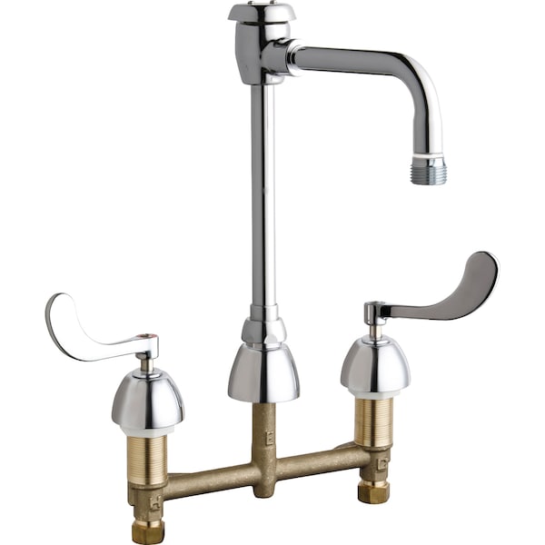 Chicago Faucet Manual Concealed Hot And Cold Water Sink Faucet, 8" Mount, Chrome plated 786-GN8BVBE2-2CP - main