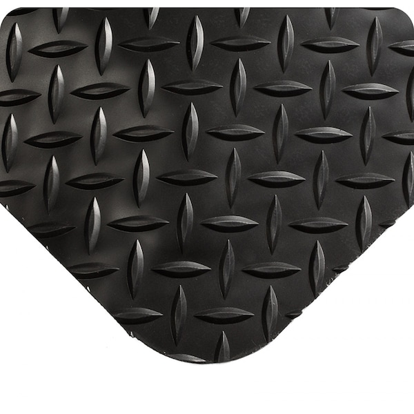 Wearwell Antifatigue Mat, 35 ft. L x 3 ft. W, 15/16" Thickness, Vinyl, Diamond Plate, Black/Yellow 414 - main