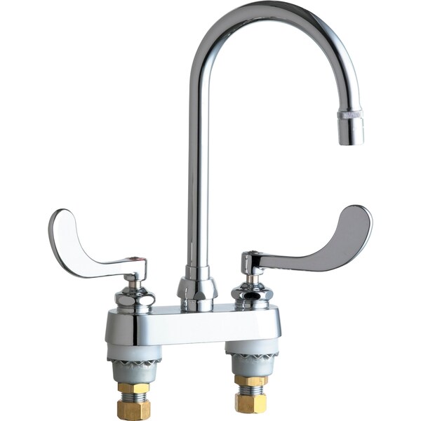 Chicago Faucet Manual Hot And Cold Water Sink Faucet, 4" Mount, Chrome plated 2 Hole 895-317GN2AE29ABCP - main