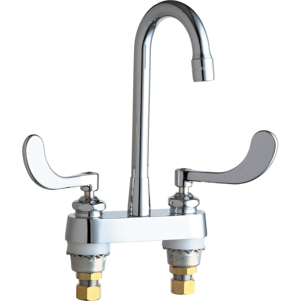 Chicago Faucet Manual Hot And Cold Water Sink Faucet, 4" Mount, Chrome plated 895-317RGD1E35ABCP - main
