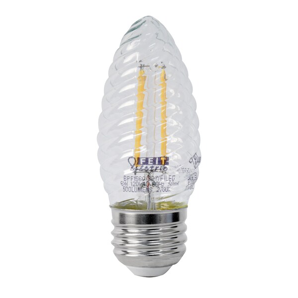 Feit Electric Light Bulb, LED, Deco, F15, 60w Eq, PK24 BPF1560/850/FILED/24 - main