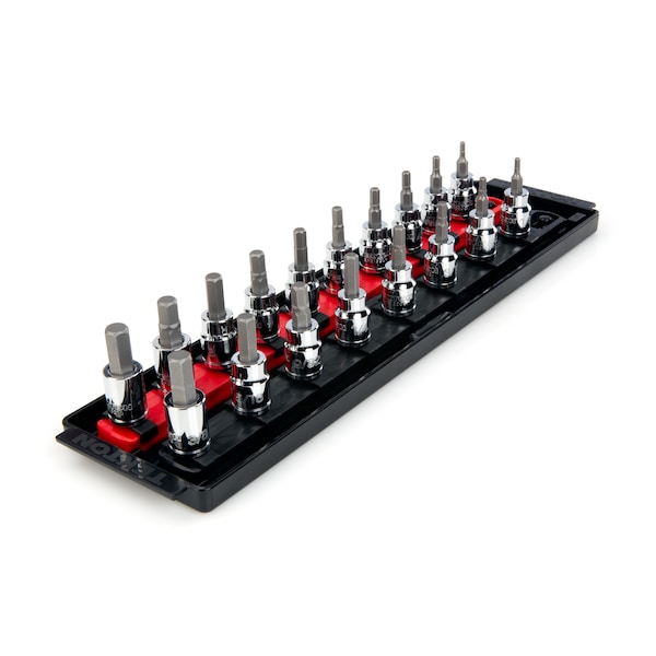 Tekton 3/8 Inch Drive Hex Bit Socket Set with Rails, 18-Piece (1/8-3/8 in., 3-10 mm) SHB91201 - main