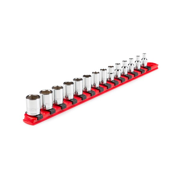 Tekton 1/4 Inch Drive 6-Point Socket Set with Rail, 14-Piece (4-15 mm) SHD90111 - main
