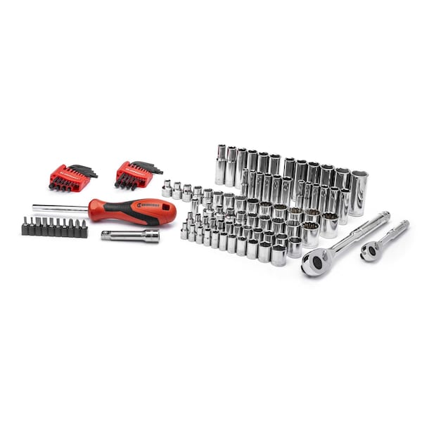 Crescent 121 Piece 1/4" & 3/8" Drive 6 and 12 Point Standard & Deep SAE/Metric Mechanics Tool Set CTK121C - main