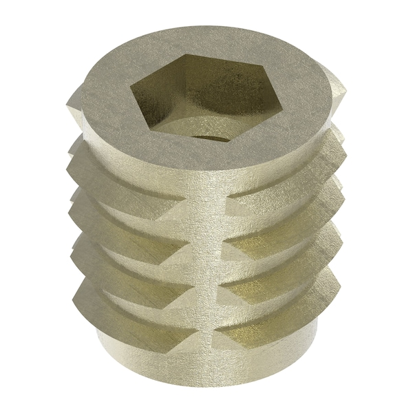 Zoro Select Hex Drive Threaded Insert, No. 10-24 Int Thrd Sz, 25/64 in L, 3/8 in Dia., Zinc Alloy, Plain, 50 PK 801024-10-PK50 - main