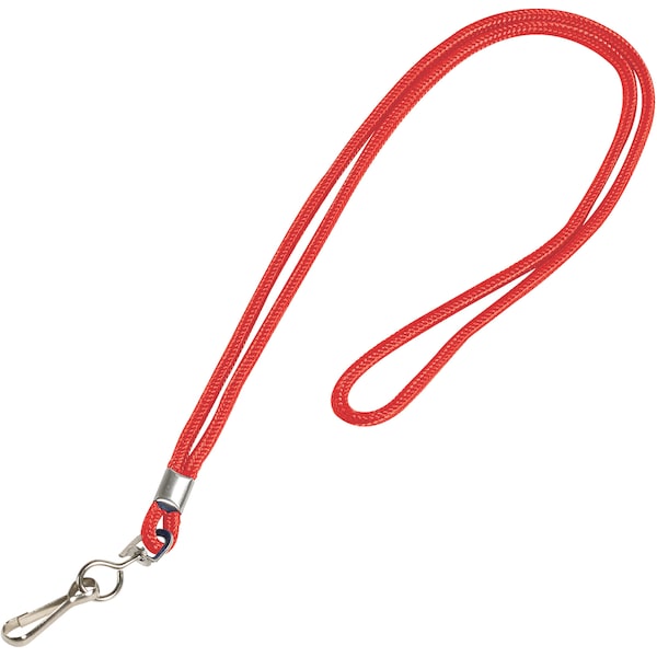 Partners Brand Lanyard, Standard, Hook, 38", Red, PK24, Red, Nylon, 24 PK LY101 - main