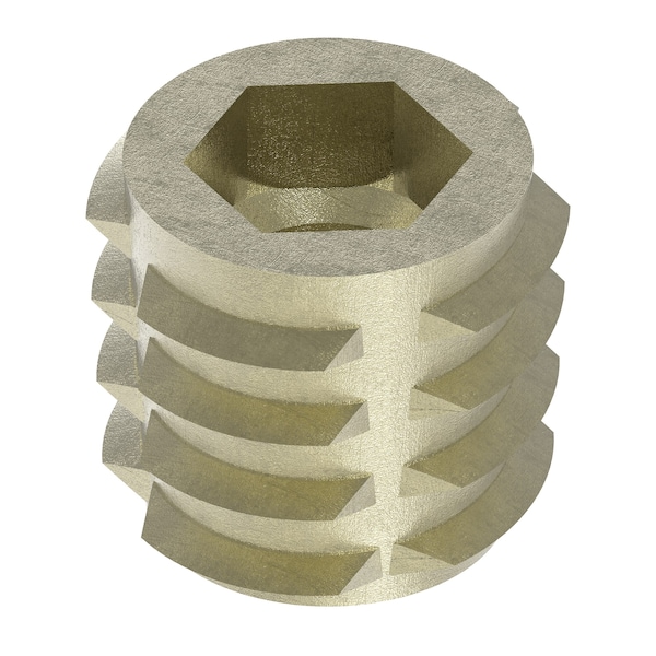 Zoro Select Hex Drive Threaded Insert, 1/4"-20 Int Thrd Sz, 25/64 in L, 7/16 in Dia., Zinc Alloy, Plain, 50 PK 801420-10-PK50 - main