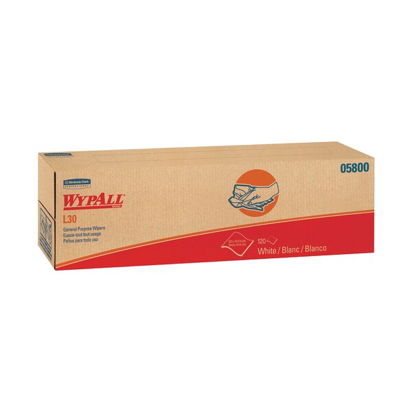 Wypall Kimberly Clark WypALL L30 Economy Wipers Dispenser Box, 16.4" x 9.8", White, 100/Pack, PK8 KW112 - main