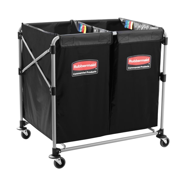 Rubbermaid Commercial Rubbermaid Collapsible Basket Truck, (2) 4 Bushel, 24.1" x 35.7" x 34.6", Black, 1/Case RUB177 - main