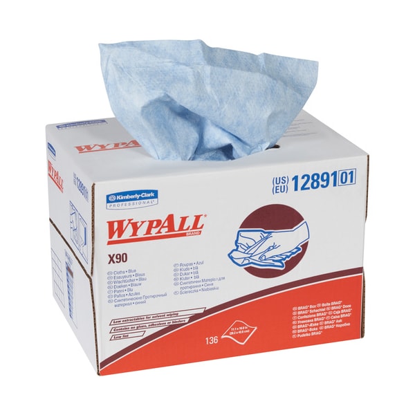 Wypall Kimberly Clark WypALL X90 Heavy-Duty Wipers Dispenser Box, 11.1" x 16.8", Blue, PK136 KW126 - main