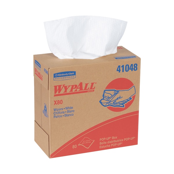 Wypall WypALL X80 Heavy-Duty Wipers Dispenser Box, 9.1" x 16.8", White, 80/Box, 5 Boxes/Case KW123 - main