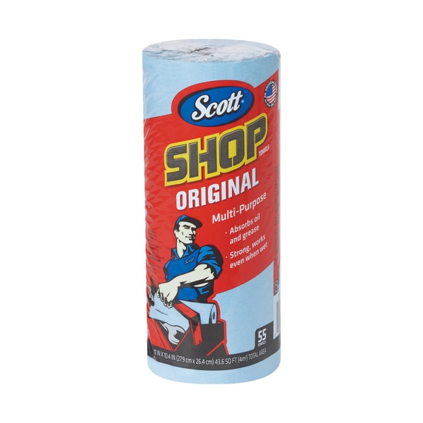 Scott Scott Shop Towel Rolls, 11" x 10.4", Blue, 55/Roll, 12 Rolls/Case KW145 - main