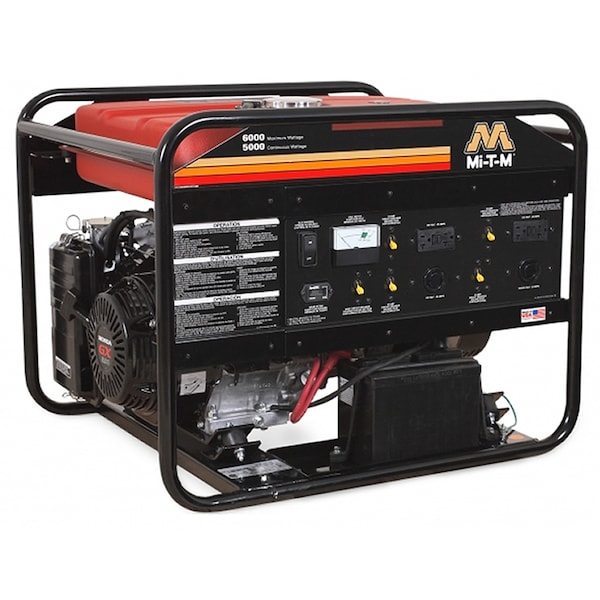 Mi-T-M Portable Generator, Gasoline, 5,000 W Rated, 6,000 W Surge, Electric Start, 120/240V AC, 41.7/20.8 A GEN-6000-0MHE - main