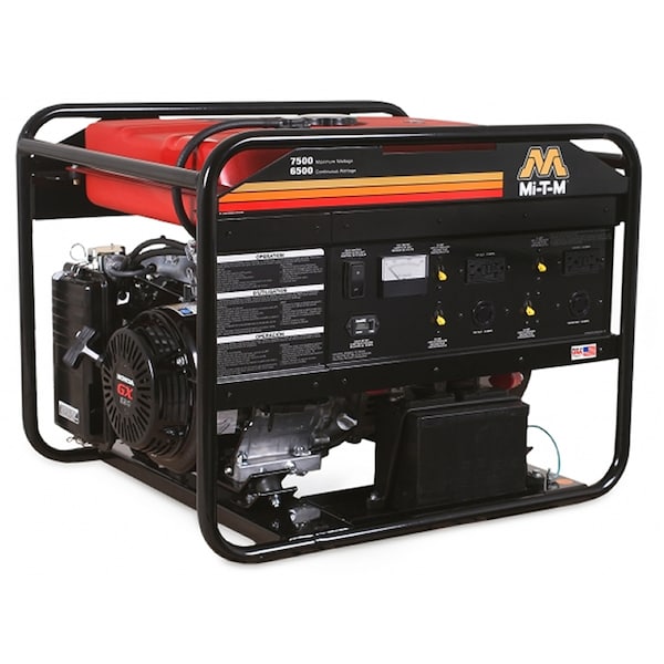 Mi-T-M Portable Generator, Gasoline, 6,500 W Rated, 7,500 W Surge, Electric Start, 120/240V AC, 62.5/31.3 A GEN-7500-0MHE - main
