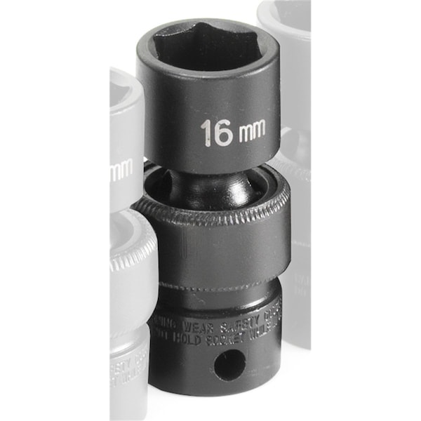Grey Pneumatic 3/8" Drive, 16mm Size, Metric Socket, 6 Points, 16mm, 3/8"D, Impact, Univ 6pt. 1016UM - main