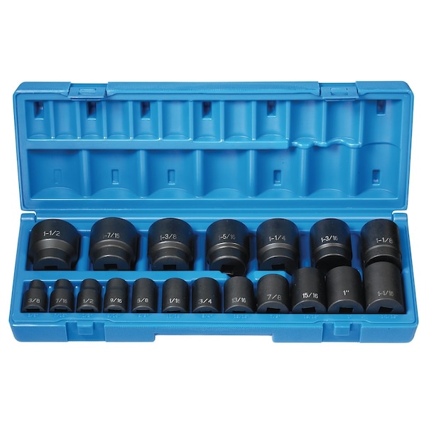 Grey Pneumatic 1/2" Drive Socket Set, 19 pcs 1719