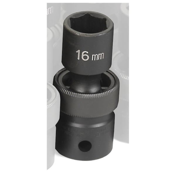 Grey Pneumatic 1/2" Drive, 16mm Size, Metric Socket, 6 Points, 16mm, 1/2"D, Impact, Univ 6pt. 2016UM - main