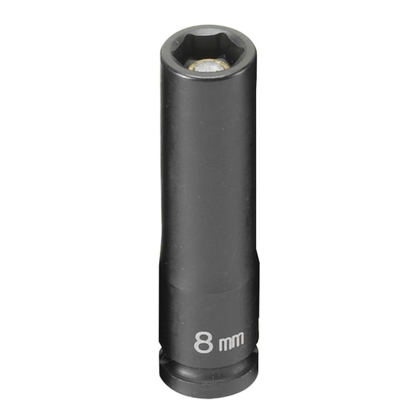 Grey Pneumatic 1/4" Drive, 8mm Size, Metric Socket, 6 Points, 8mm, 1/4"D, Impact, Mag 6pt., D 908MDG - main