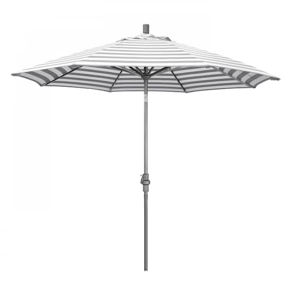 California Umbrella Patio Umbrella, Octagon, 102.38" H, Olefin Fabric, Gray White Cabana Stripe 194061016718 - main