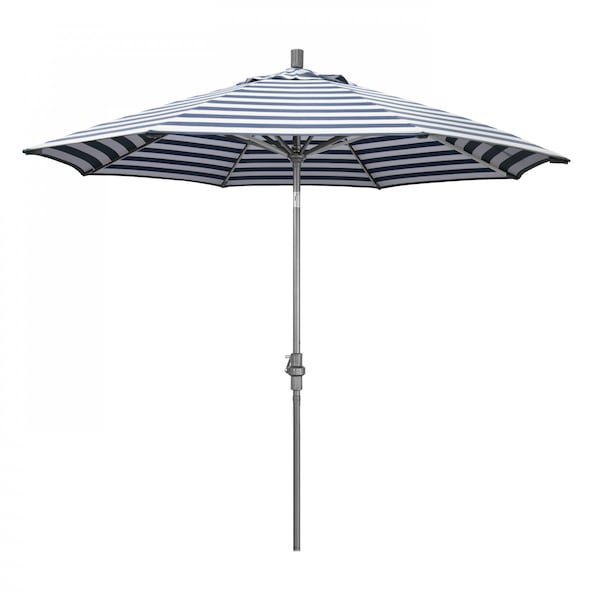 March Patio Umbrella, Octagon, 102.38" H, Olefin Fabric, Navy White Cabana Stripe GSCU908010-F96