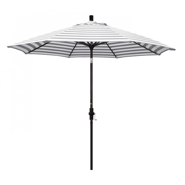 California Umbrella Patio Umbrella, Octagon, 102.38" H, Olefin Fabric, Gray White Cabana Stripe 194061017616 - main