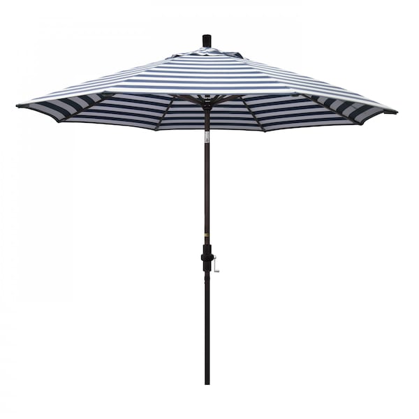 California Umbrella Patio Umbrella, Octagon, 102.38" H, Olefin Fabric, Navy White Cabana Stripe 194061017623 - main