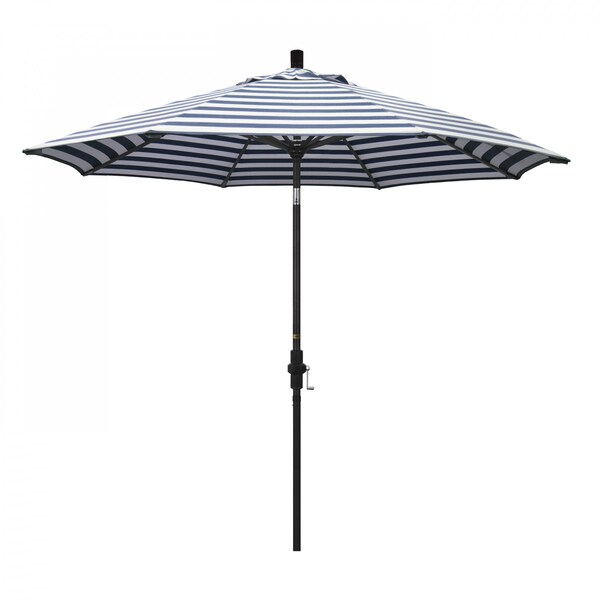 California Umbrella Patio Umbrella, Octagon, 102.38" H, Olefin Fabric, Navy White Cabana Stripe 194061019429 - main