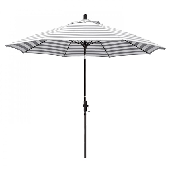 California Umbrella Patio Umbrella, Octagon, 101" H, Olefin Fabric, Gray White Cabana Stripe 194061026298 - main