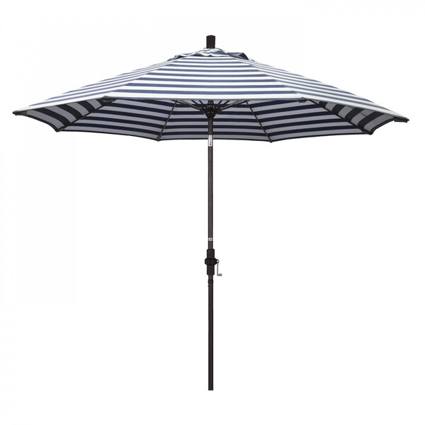 California Umbrella Patio Umbrella, Octagon, 101" H, Olefin Fabric, Navy White Cabana Stripe 194061026304 - main