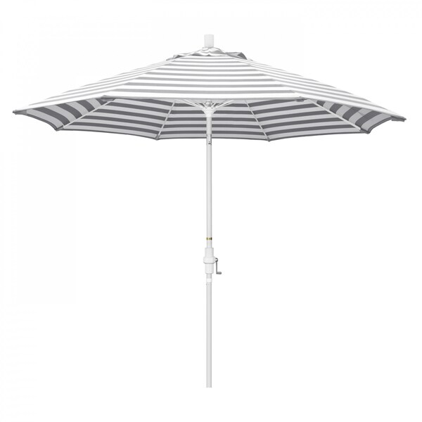 California Umbrella Patio Umbrella, Octagon, 101" H, Olefin Fabric, Gray White Cabana Stripe 194061027196 - main