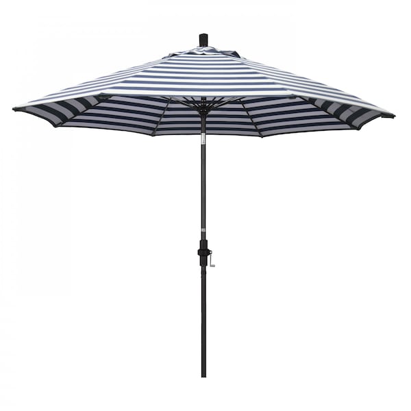 California Umbrella Patio Umbrella, Octagon, 101" H, Olefin Fabric, Navy White Cabana Stripe 194061028100 - main