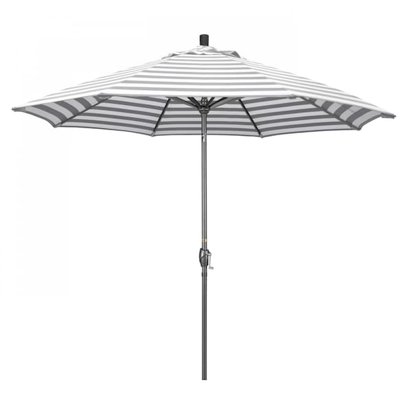 California Umbrella Patio Umbrella, Octagon, 101" H, Olefin Fabric, Gray White Cabana Stripe 194061032572 - main
