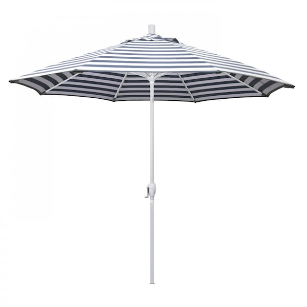 California Umbrella Patio Umbrella, Octagon, 101" H, Olefin Fabric, Navy White Cabana Stripe 194061034385 - main