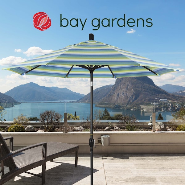 March Patio Umbrella, Octagon, 101" H, Sunbrella Fabric, Seville Seaside GSPT908302-5608