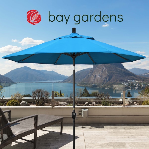 March Patio Umbrella, Octagon, 101" H, Sunbrella Fabric, Canvas Cyan GSPT908302-56105