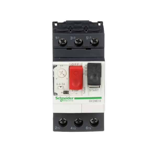 NOFUEL GV2ME10 Motor Circuit Breaker – 4A To 6.3A, 3-Pole, Manual Push Button, DIN Rail Mount