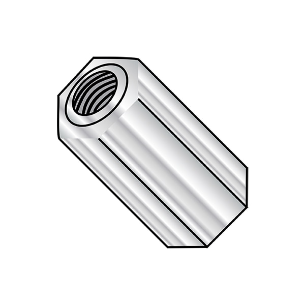 Zoro Select Hex Standoff, 832 Thrd Sz, 7/8 in L, Aluminum 3/8" Hex W 371408HFA Zoro