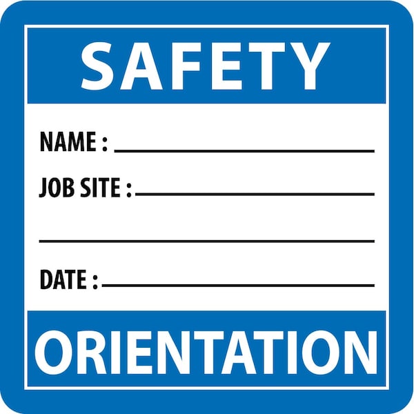 Nmc Safety Orientation Name: Job Site: Date: Hard Hat Label, Pk25 HH170