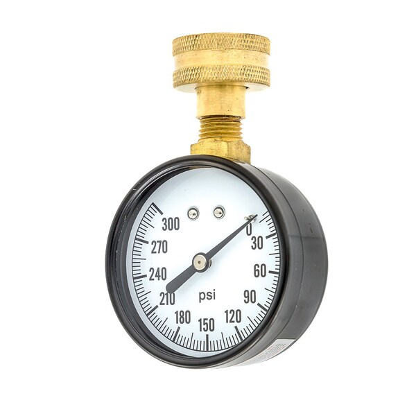 Pic Gauges Hose Gauge, 2-1/2", 0-300 psi, 3/4" Connect, 2 1/2 in Dial, 3/4 in FNPT Top Location HOSE - main