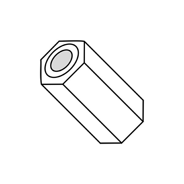Zoro Select Hex Spacer, #4 Screw Size, Natural Nylon, 1/2 in Overall Lg, 0.115 in Inside Dia, 1000 PK 310804HSN - main