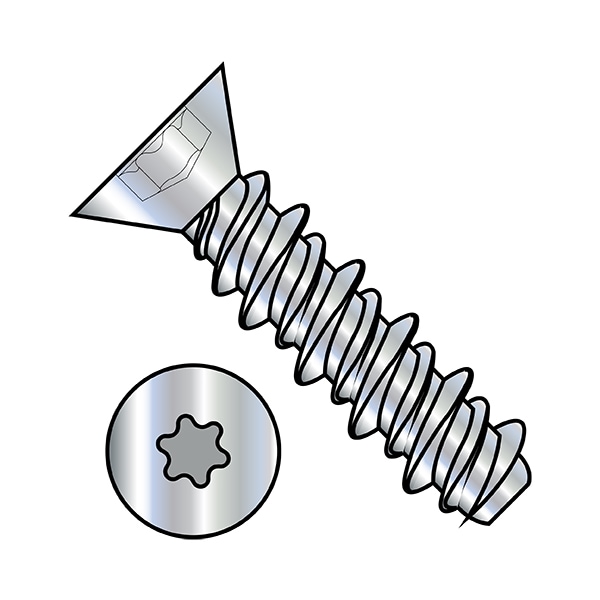 Zoro Select Self-Drilling Screw, #8-18 x 1 in, Zinc Plated Steel Flat Head Torx Drive, 7000 PK 0816HTF - main