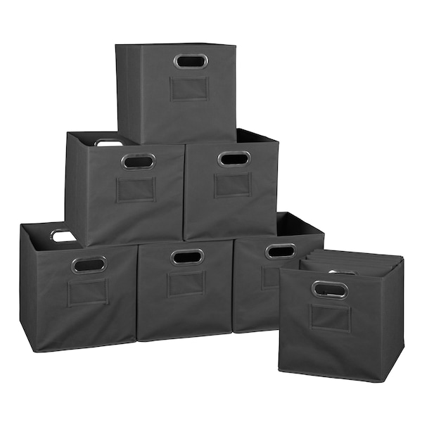 Regency Folding Storage Bin, Gray, Fabric, 12 in L, 12 in W, 12 in H, 12 PK HTOTE12PKGY